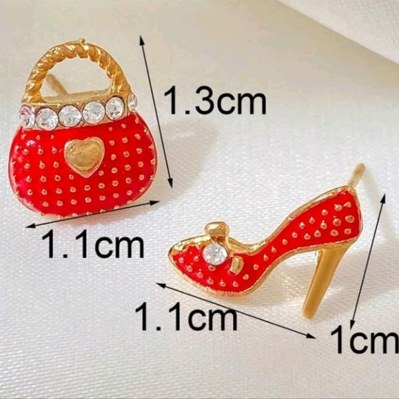 4/$40 New Red Heel & Handbag Stud Earrings - Picture 5 of 6